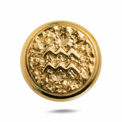 Aquarius Zodiac Symbol Magnetic Charm - Gold Silver