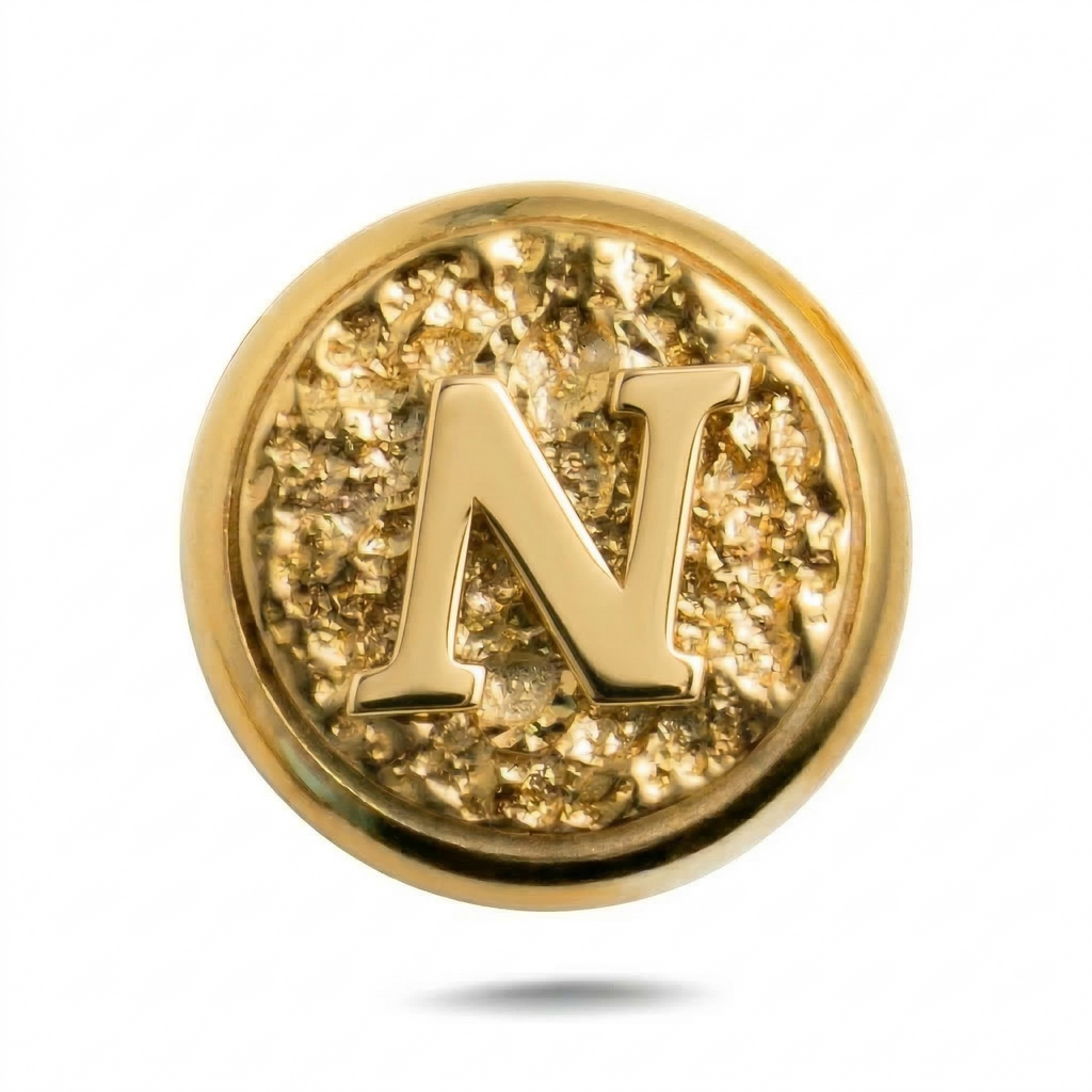 N Harfi Manyetik Charm - Gold Silver