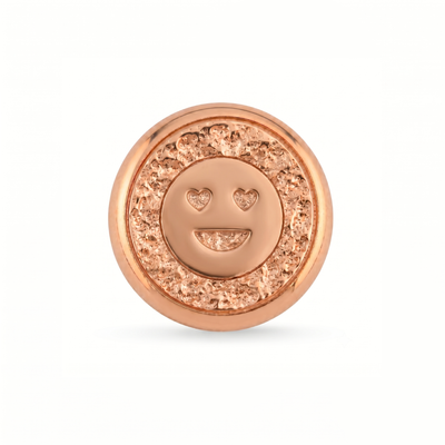 Gülümseyen Yüz Kalp Sembolü Manyetik Charm - Rose Silver