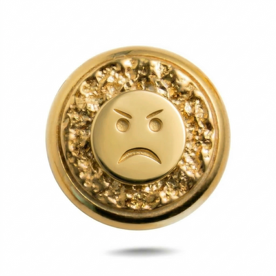 Angry Face Symbol Magnetic Charm - Gold Silver
