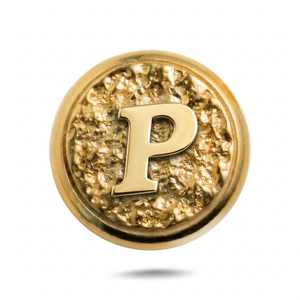 P Harfi Manyetik Charm - Gold Silver