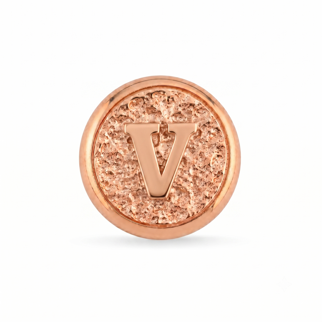 V Harfi Manyetik Charm - Rose Silver