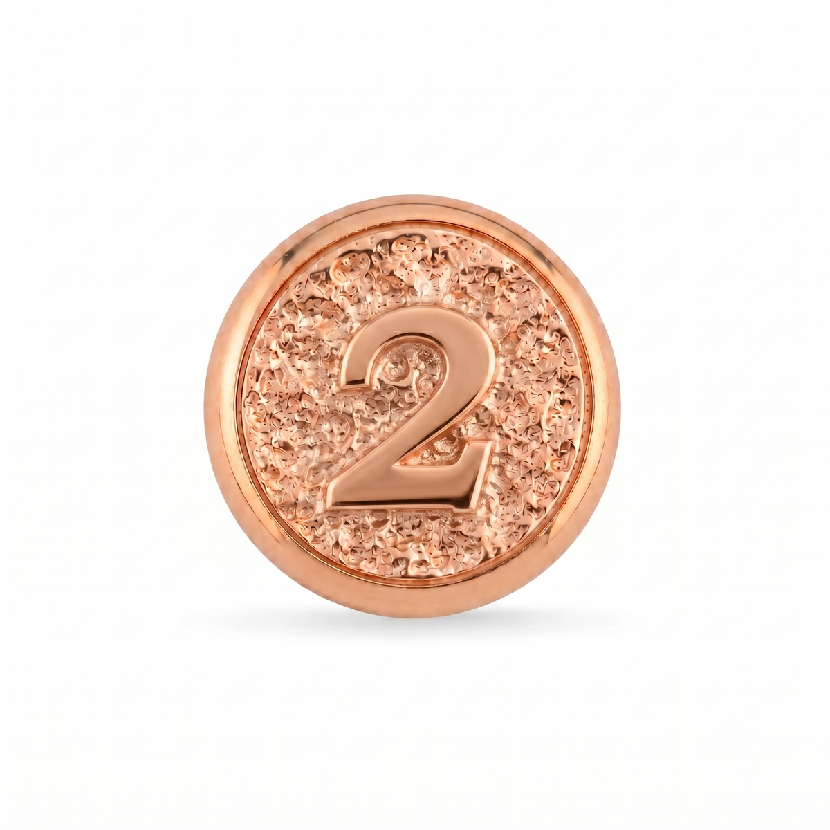 2 Rakamı Manyetik Charm - Rose Silver
