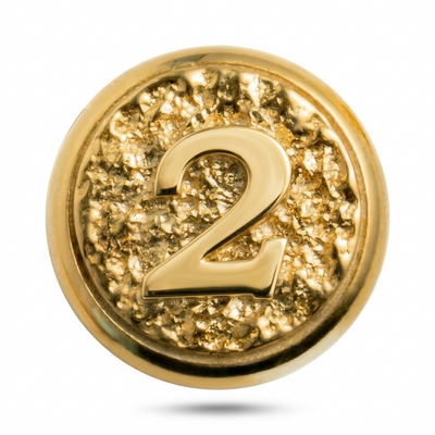 Number 2 Magnetic Charm - Gold Silver