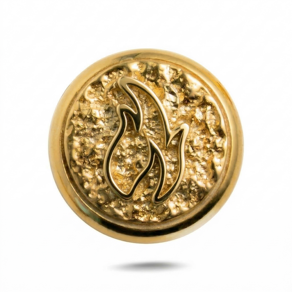 Ateş Elementi Sembolü Manyetik Charm - Gold Silver