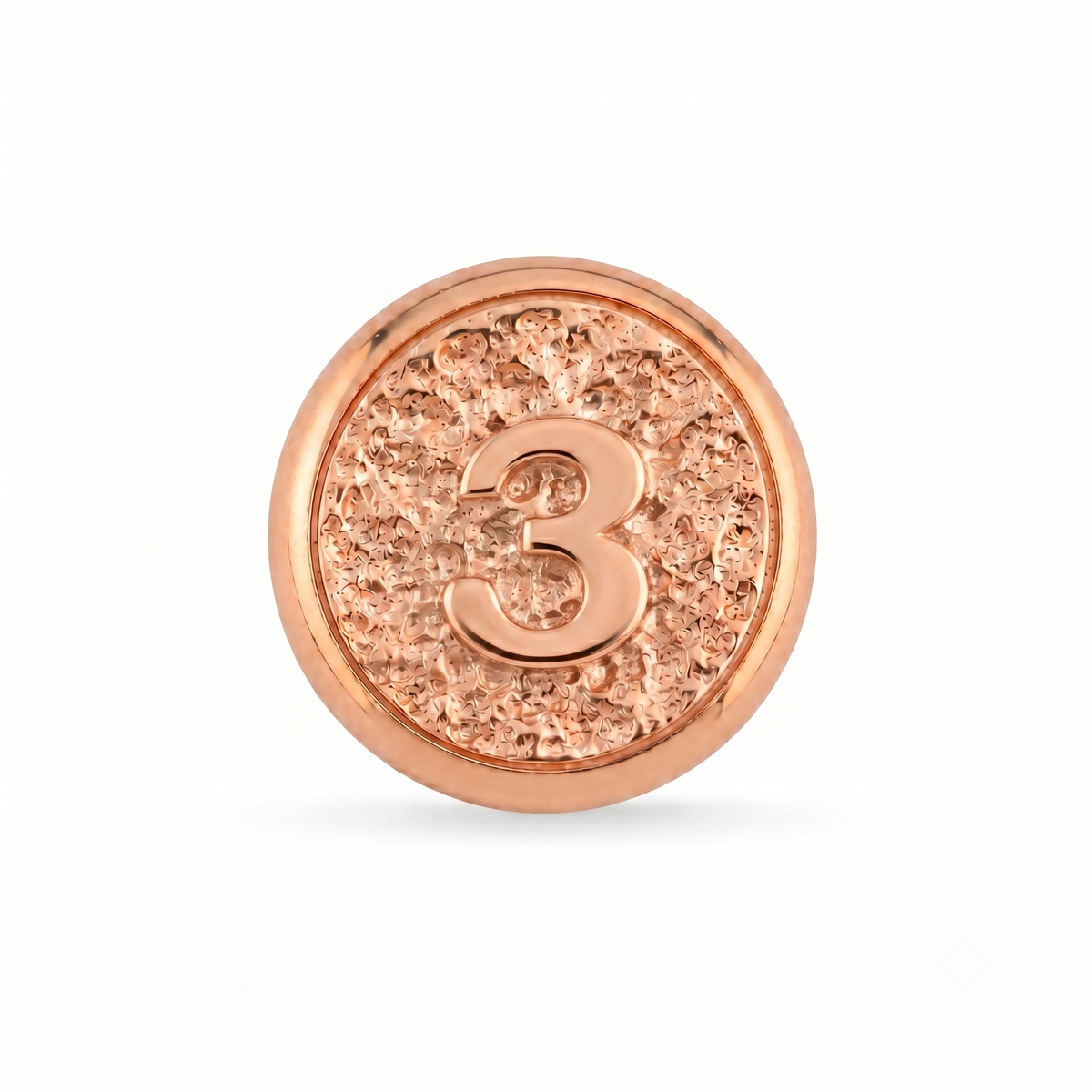 3 Rakamı Manyetik Charm - Rose Silver