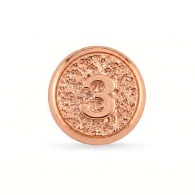 3 Rakamı Manyetik Charm - Rose Silver