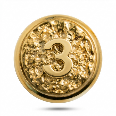 Number 3 Magnetic Charm - Gold Silver