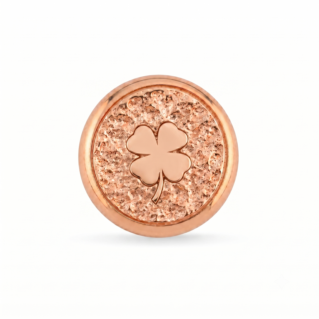 Dört Yapraklı Yonca Sembolü Manyetik Charm - Rose Silver
