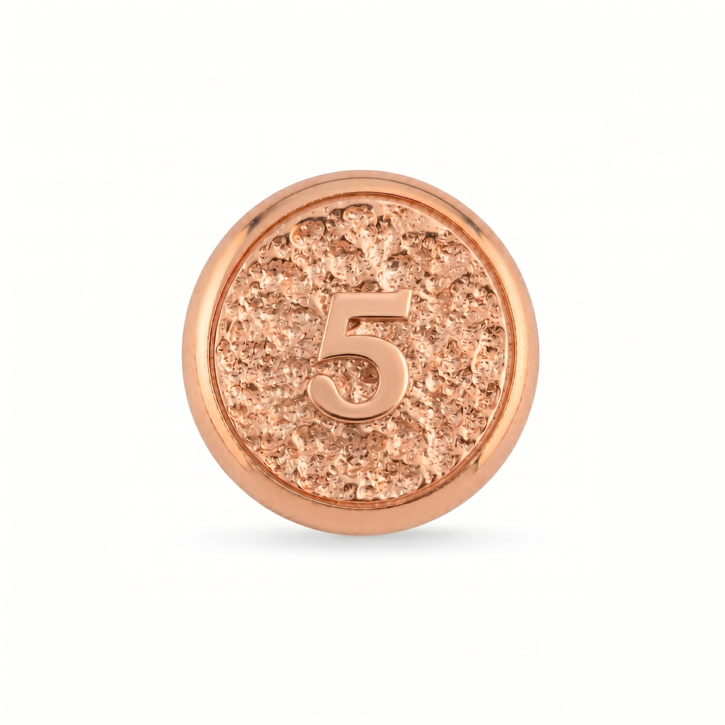 5 Rakamı Manyetik Charm - Rose Silver