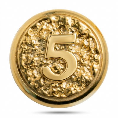 Number 5 Magnetic Charm - Gold Silver