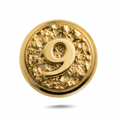 Number 9 Magnetic Charm - Gold Silver