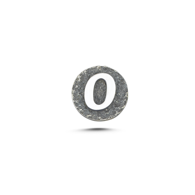 Number 0 Magnetic Charm - Dark Silver