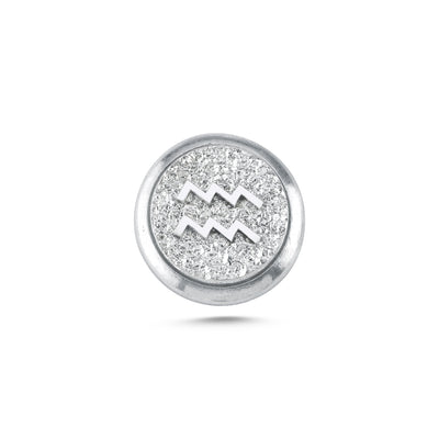 Aquarius Zodiac Symbol Magnetic Charm - Light Silver