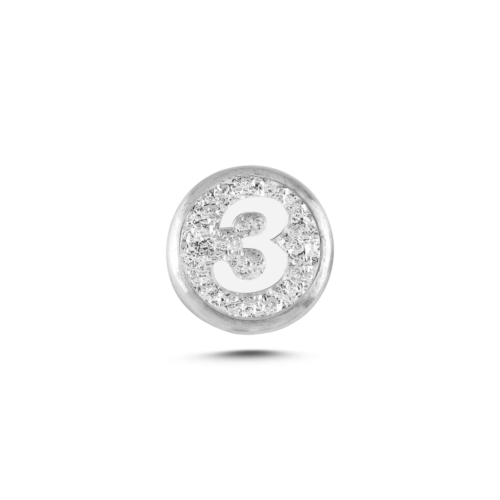 3 Rakamı Manyetik Charm - Light Silver