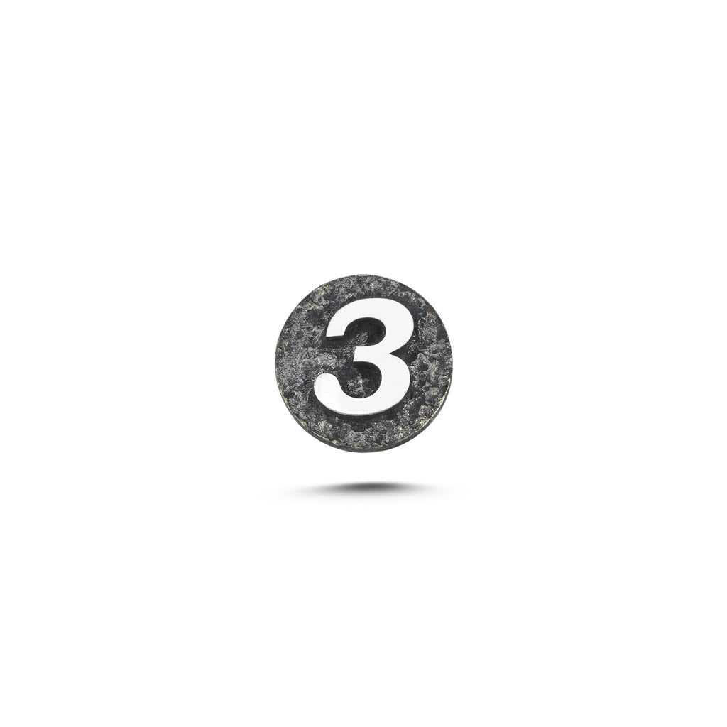 3 Rakamı Manyetik Charm - Dark Silver