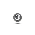 3 Rakamı Manyetik Charm - Dark Silver