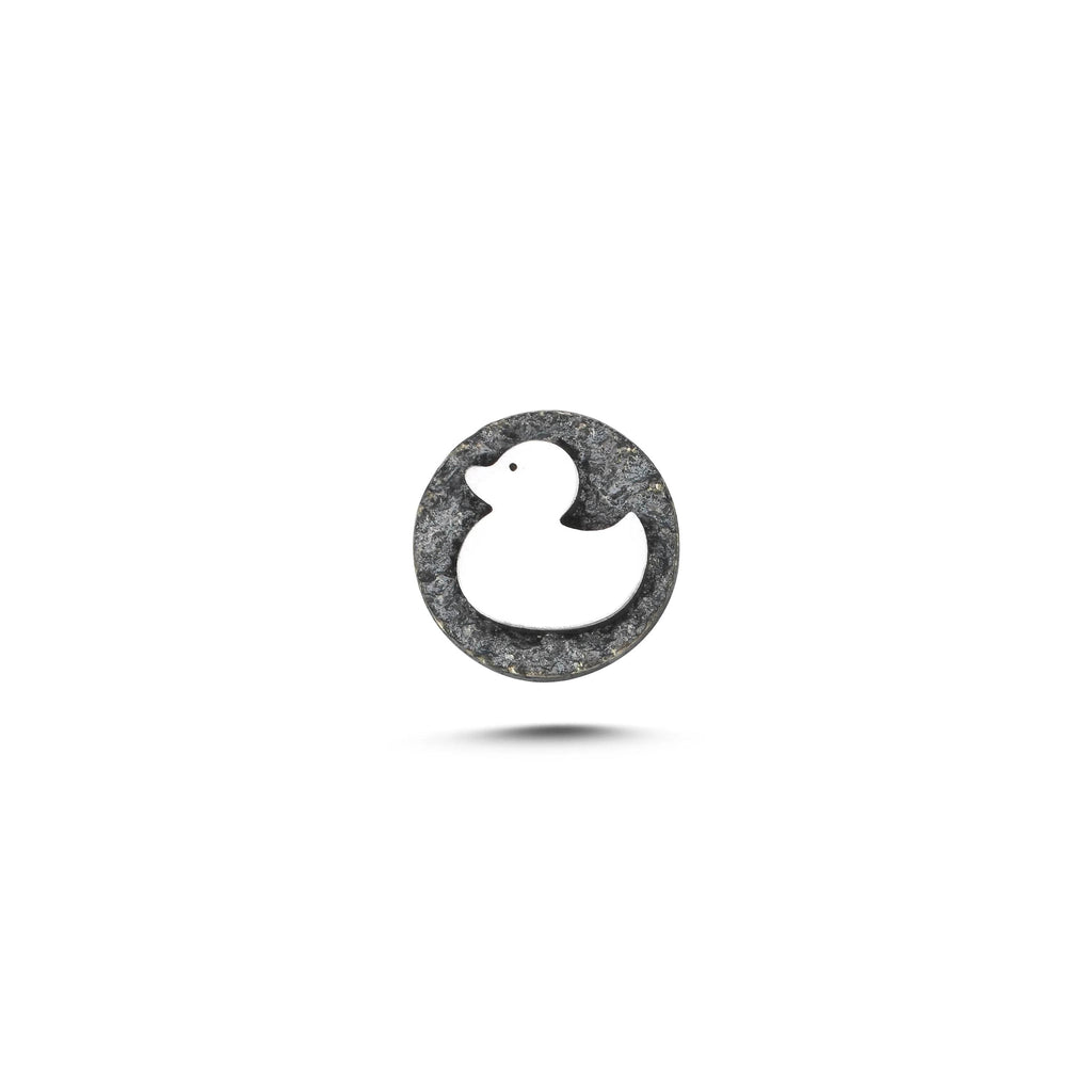 Ördek Sembolü Manyetik Charm - Dark Silver