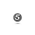 5 Rakamı Manyetik Charm - Dark Silver
