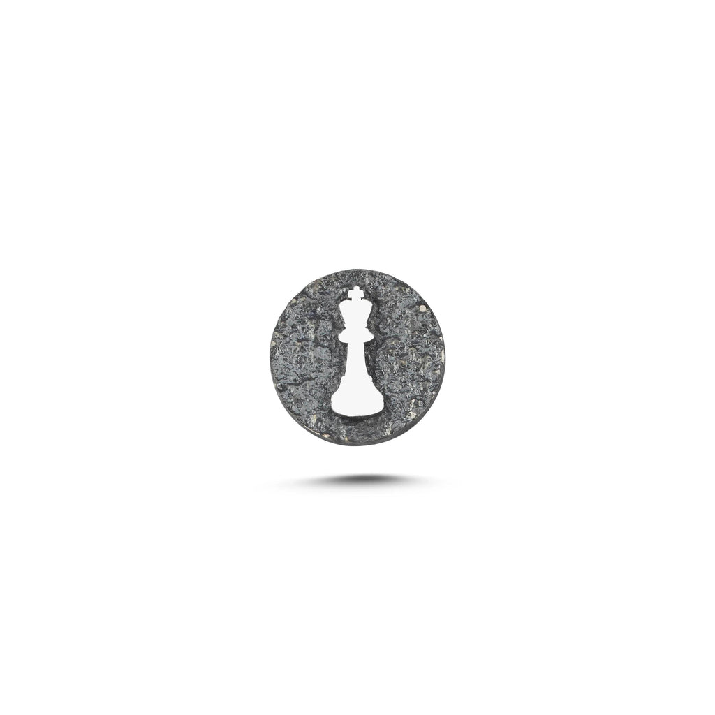 Satranç Şahı Sembolü Manyetik Charm - Dark Silver