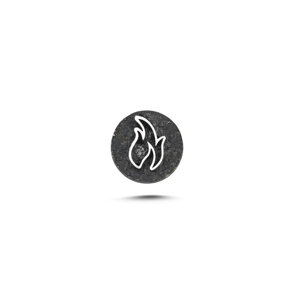 Ateş Elementi Sembolü Manyetik Charm - Dark Silver