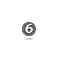6 Rakamı Manyetik Charm - Dark Silver
