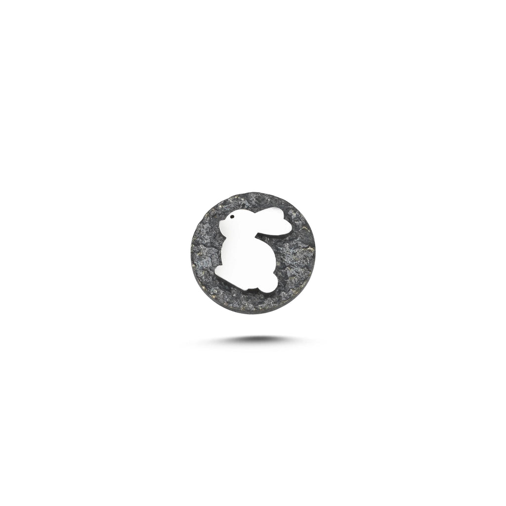 Tavşan Sembolü Manyetik Charm - Dark Silver