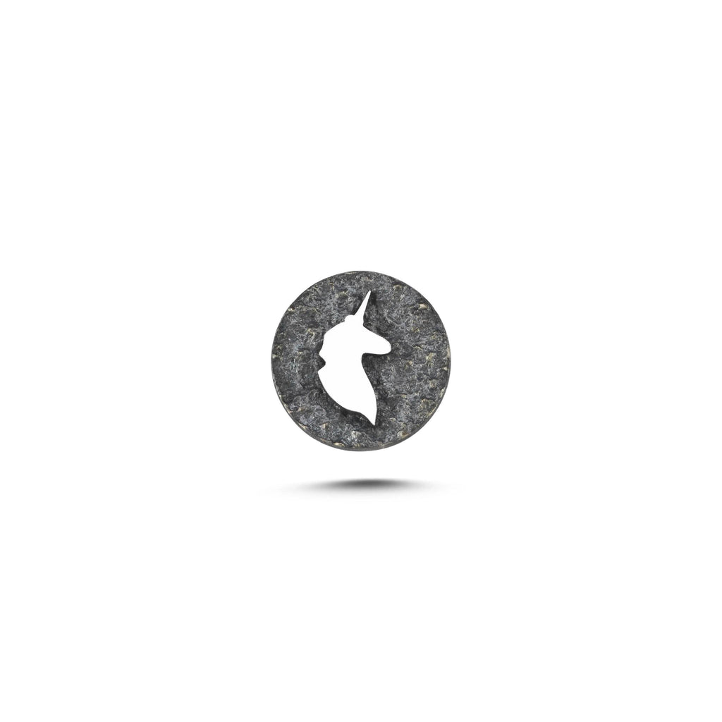 Tek Boynuzlu At Sembolü Manyetik Charm - Dark Silver