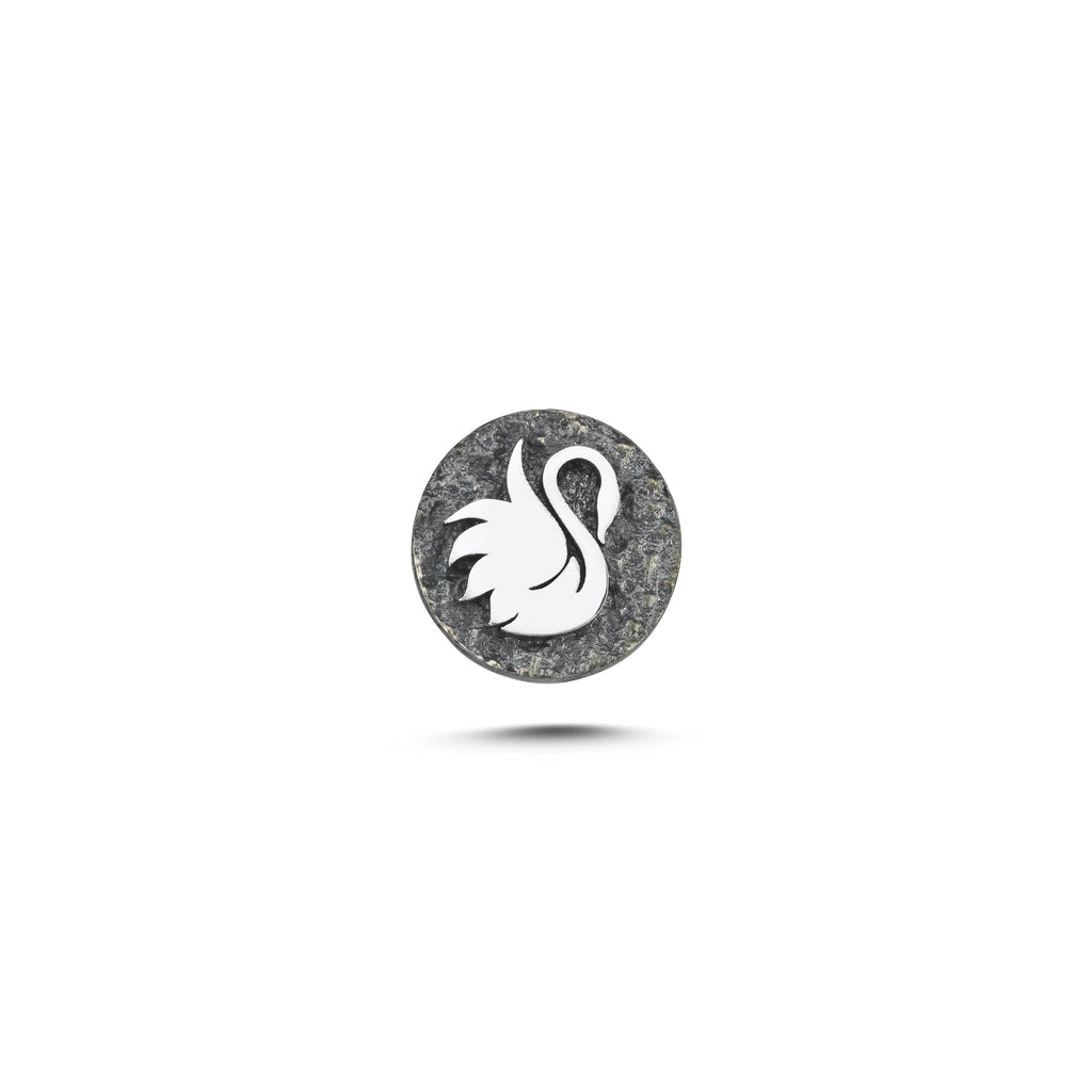 Kuğu Sembolü Manyetik Charm - Dark Silver