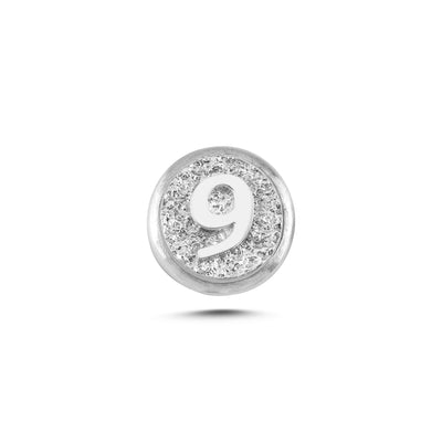 9 Rakamı Manyetik Charm - Light Silver