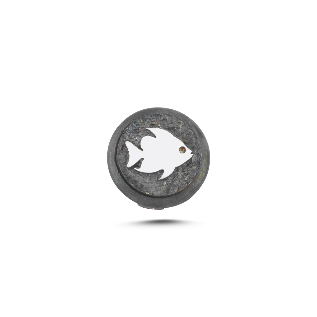 Balık Sembolü Manyetik Charm - Dark Silver