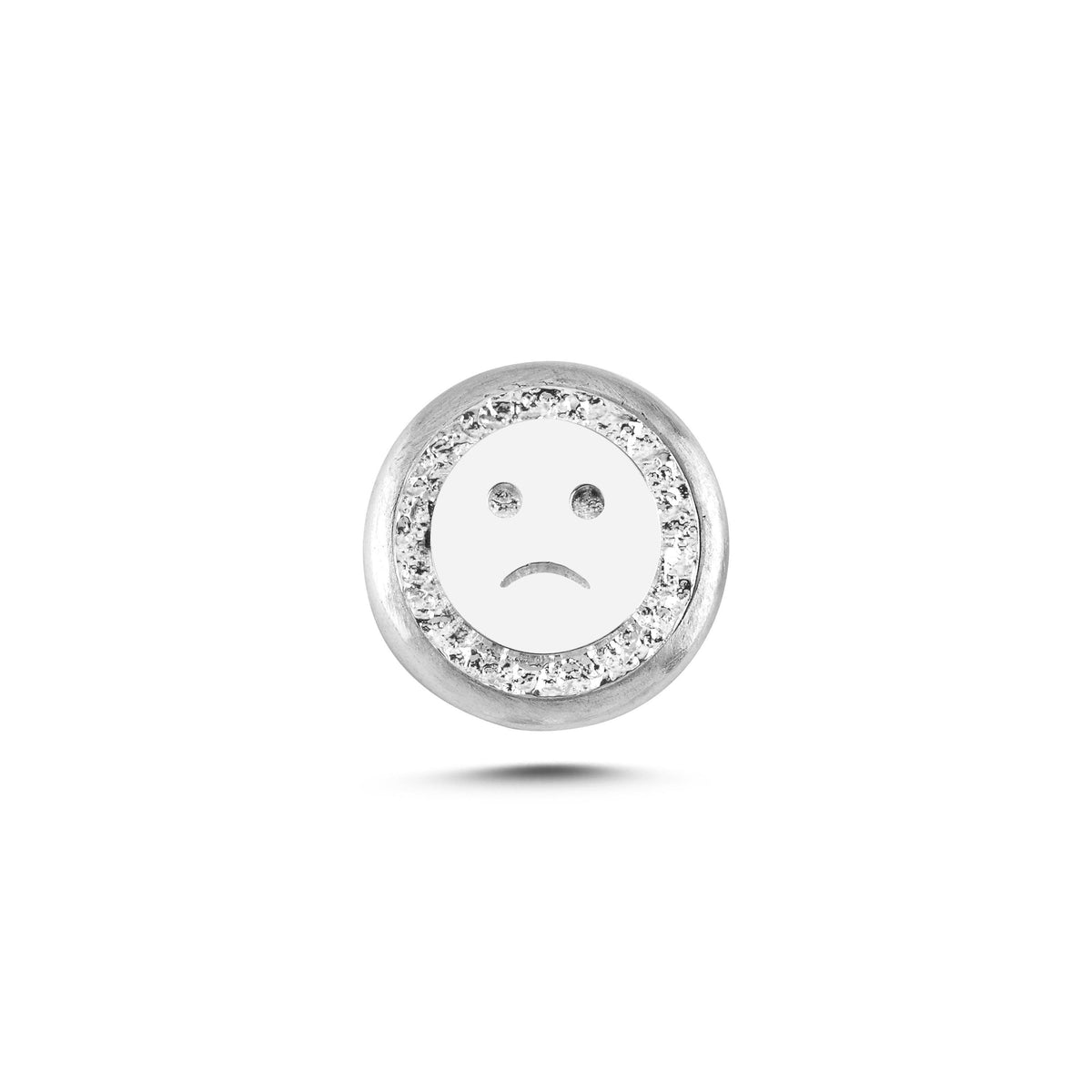 Üzgün Yüz Sembolü Manyetik Charm - Light Silver