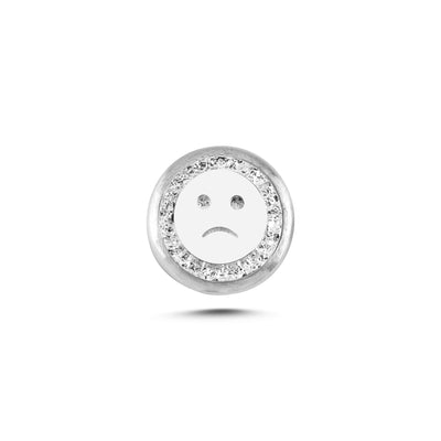 Üzgün Yüz Sembolü Manyetik Charm - Light Silver
