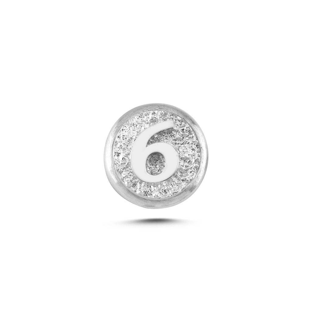 6 Rakamı Manyetik Charm - Light Silver