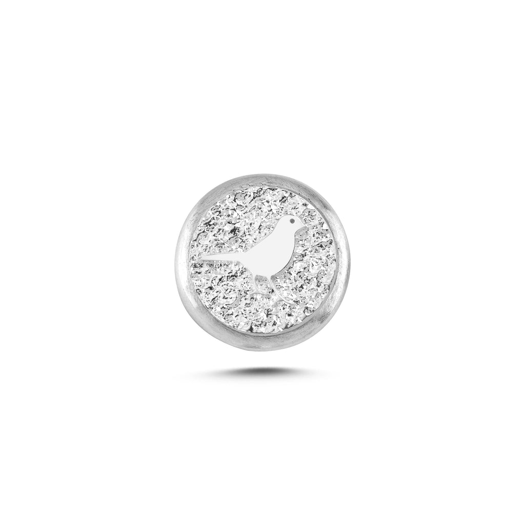 Kuş Sembolü 1 Manyetik Charm - Light Silver